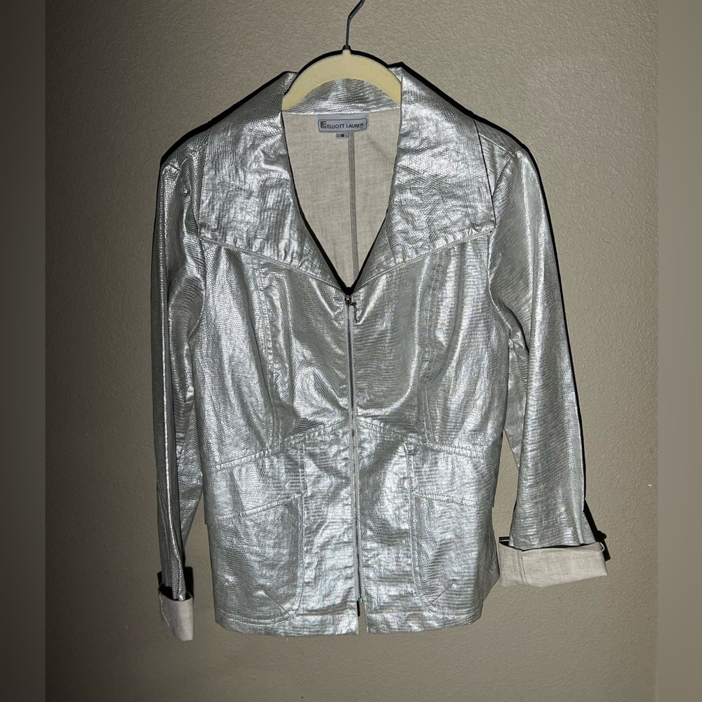 Elliott Lauren Silver Zipper Women’s Jacket Size 8
